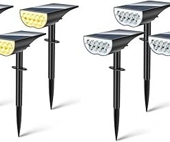BAXIA Solar Spot Lights Outdoor Warm and Cold White 8 Pack Set