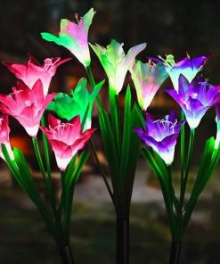 Outdoor Solar Garden Lights 3 Pack with Color Changing Lily Flowers