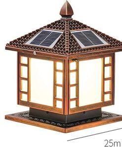 Retro Solar Post Light Outdoor Column Lamp for Garden Courtyard 2