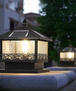 Modern Solar Post Cap Light with Water Ripple Glass for Garden Yard 2