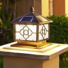 Vintage Solar LED Column Lamp Outdoor Garden Path Light Fixture