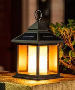 Outdoor Solar Lantern for Garden Metal Hanging Light with Handle