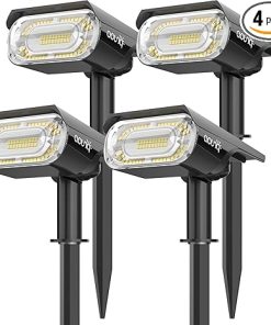Outdoor Solar Spot Lights 1000 Lumens IP67 Waterproof Landscape 4 Pack
