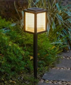 Modern Solar Path Light LED Glass Landscape Bollard 30.3 Inch Outdoor
