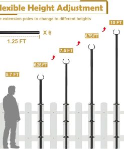 Adjustable 10 FT Outdoor String Light Poles for Deck and Patio Railing 2