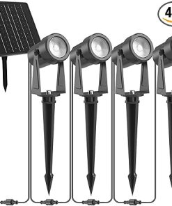 Outdoor Solar Spot Lights 4 Pack Waterproof Warm White for Garden
