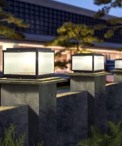 Outdoor Solar Post Cap Lamp Black Modern LED Waterproof 30.5Cm 2