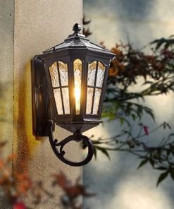 Black Outdoor Solar Wall Lantern Lights Waterproof for Home Patio Garage 2