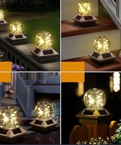Solar LED Garden Post Lamp Waterproof Lighting for Outdoor Decor 2