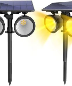 Solar Spot Lights 2 Pack Waterproof Motion Sensor Lamp for Garden
