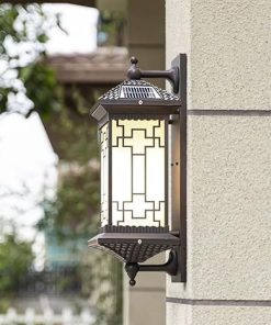 Brown Waterproof Solar Wall Lamp for Outdoor Patio and Garden 2