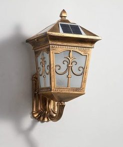 Wall Lights Sconces ﻿ Retro Solar Outdoor Waterproof Bronze Wall Lamp Victoria Aluminum Metal Solar Wall Light Antique Glass Lantern Exterior Wall Aisle Wall Lighting -Black(Bronze) 2