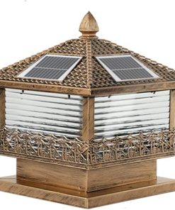 Solar Patio Pillar Light Waterproof IP54 with E27 Base for Garden