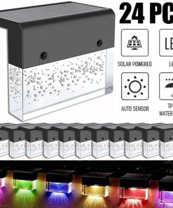 Outdoor Solar Deck Lights 2 Pack Waterproof LED Fence Wall Lights 2