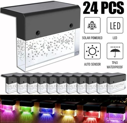 Outdoor Solar Deck Lights 2 Pack Waterproof LED Fence Wall Lights - Image 2