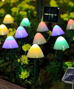 LED Solar Fairy String Lights Outdoor Mushroom Pathway Lights 30LED