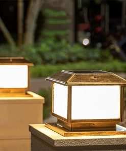 Vintage Solar Powered LED Column Lamp for Garden and Yard Lighting 2