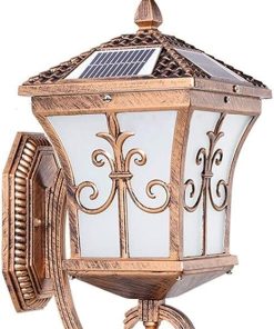 Vintage Glass Wall Sconces Solar LED Dimming Outdoor Waterproof Lamp