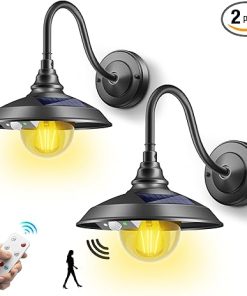 Solar Barn Light Outdoor with 3 Modes and Remote Motion Sensor 2 Pack