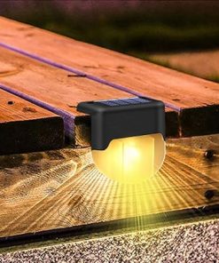 Warm White Solar Deck Lights for Outdoor Garden and Fence 4 Pack 2