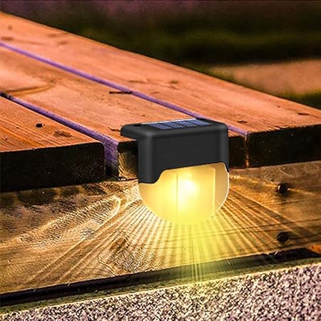 Warm White Solar Deck Lights for Outdoor Garden and Fence 4 Pack 2 Warm White Solar Deck Lights for Outdoor Garden and Fence 4 Pack - Image 2