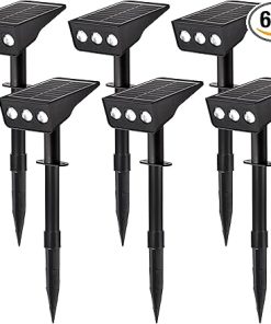 6 Pack Solar Spot Lights Outdoor Adjustable IP65 Waterproof Landscape