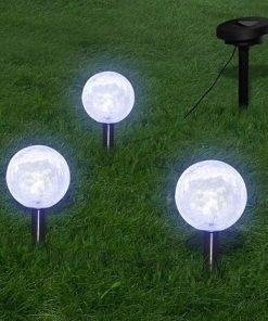 Solar Bowl 3 LED Garden Lights with Spike Anchors and Solar Panel