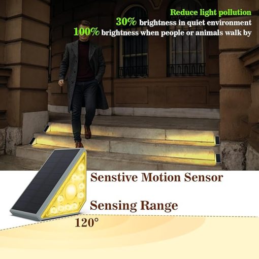 Motion Sensor Solar Step Lights Outdoor Waterproof 8 LED 6PC Set - Image 2