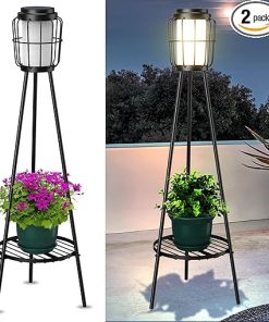2 Pack Solar Lights Outdoor with Stands for Garden and Patio Decor