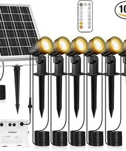 MEIHUA 6 in 1 Solar Spot Lights Outdoor with Remote Control and Brightness