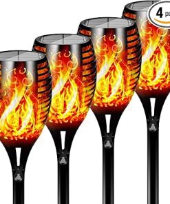 Otdair 96 LED Solar Tiki Torches 4 Pack Waterproof Outdoor Lights