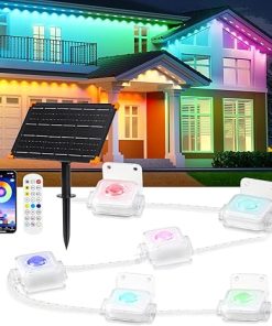 32.8ft Solar Powered RGB Outdoor Lights with APP Control for Holidays