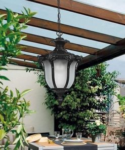 Solar Powered Garden Pendant Lamp Waterproof Ceiling Lantern Lights 2