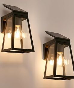 LUTEC Solar Porch Light 2 Pack Wireless Dusk to Dawn Outdoor Fixture