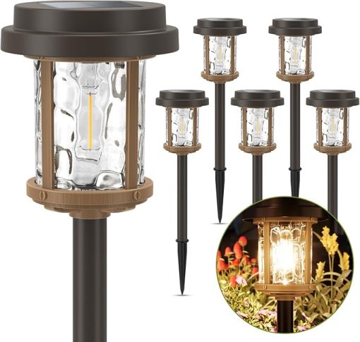 Solar Powered Pathway Lights 6 Pack LED Waterproof Garden Lighting - Image 2