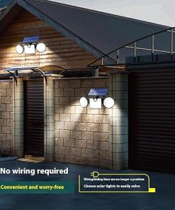 MEGHALI 2 Pack Outdoor Induction Wall Lights 3 Head Solar 6000K 2
