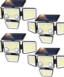 Outdoor Solar Lights 3000LM 188 LED Motion Sensor Flood Light 4 Pack