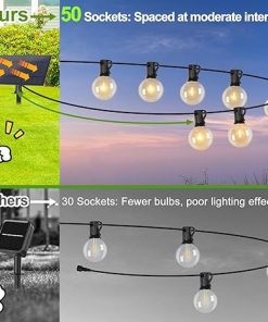 100FT Solar String Lights with 52 E12 LED Bulbs for Outdoor Use 2