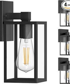 Outdoor Waterproof Wall Lanterns 4 Pack Black Sconce Lighting
