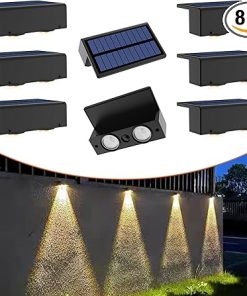 Solar Fence Lights 8-Pack 30-Lumen RGB Warm White Waterproof Outdoor