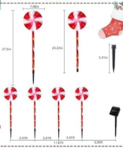 Christmas Solar Pathway Lights Set of 8 Peppermint Stake Decor 2