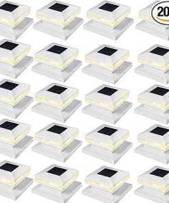 Solar Post Cap Lights 20 Pack Warm White LED for Deck and Garden