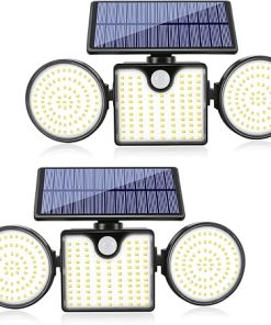 MEGHALI 2 Pack Outdoor Induction Wall Lights 3 Head Solar 6000K