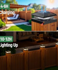 12 Pack Waterproof Solar Post Cap Lights for Outdoor Fences and Decks 2