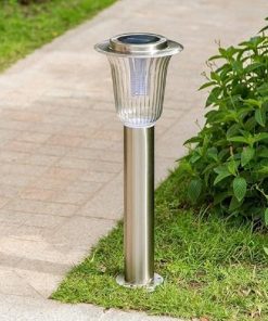 Waterproof Solar Lawn Light High Pole Lamp Stainless Steel LED Fixture