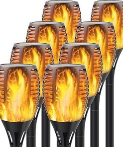 Solar Torch Lights Flickering Flame Outdoor Waterproof Landscape 8 Pack