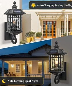Outdoor Solar Wall Lamp 15.7 Inch with Waterproof Ripple Glass 2