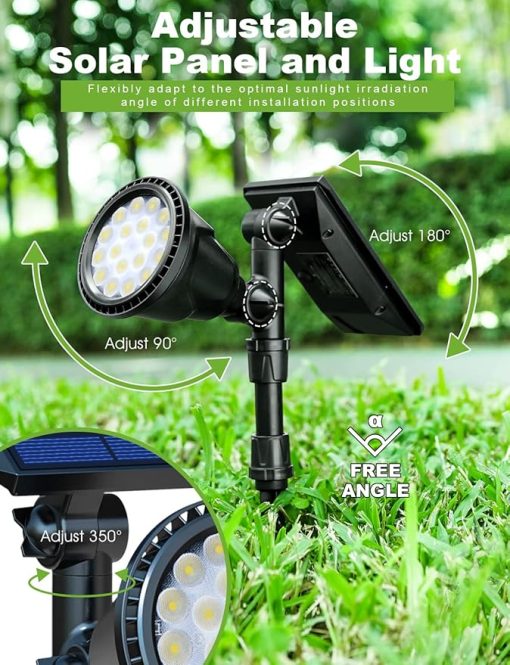 Adjustable Solar Spot Lights Outdoor 6 Pack for Garden Yard Pool - Image 2