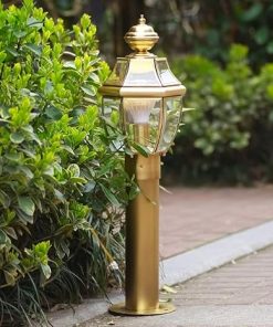 Creative European Outdoor Glass Lamp Post Vintage Copper Street Light 2