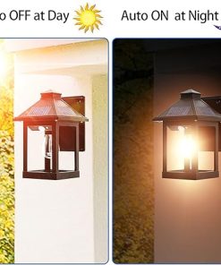 Outdoor Solar Wall Lanterns with Motion Sensor and LED Bulbs 2 Pack 2